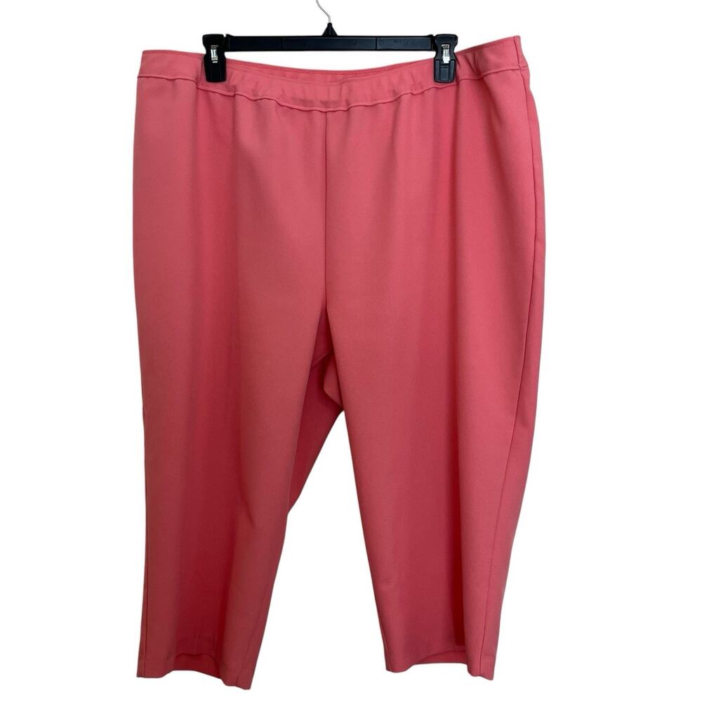 Bend Over | Coral Pink Elastic Waist Cropped Pants Vtg 28W